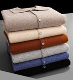 Merino Wool Button Down Polo Collar Sweater for Men | Smart Casual Wear