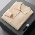 Merino Wool Button Down Polo Collar Sweater for Men | Smart Casual Wear