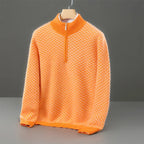 Merino Wool Jacquard Half Zip High Neck Sweater for Men | Autumn and Winter Wear