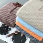 Merino Wool Jacquard Half Zip High Neck Sweater for Men | Autumn and Winter Wear