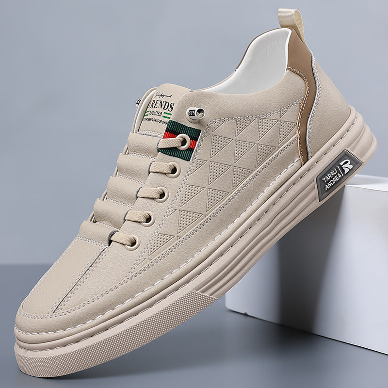 Quilted Faux Leather Low Top Sneakers for Men | Smart Casual Wear