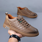 Quilted Faux Leather Low Top Sneakers for Men | Smart Casual Wear