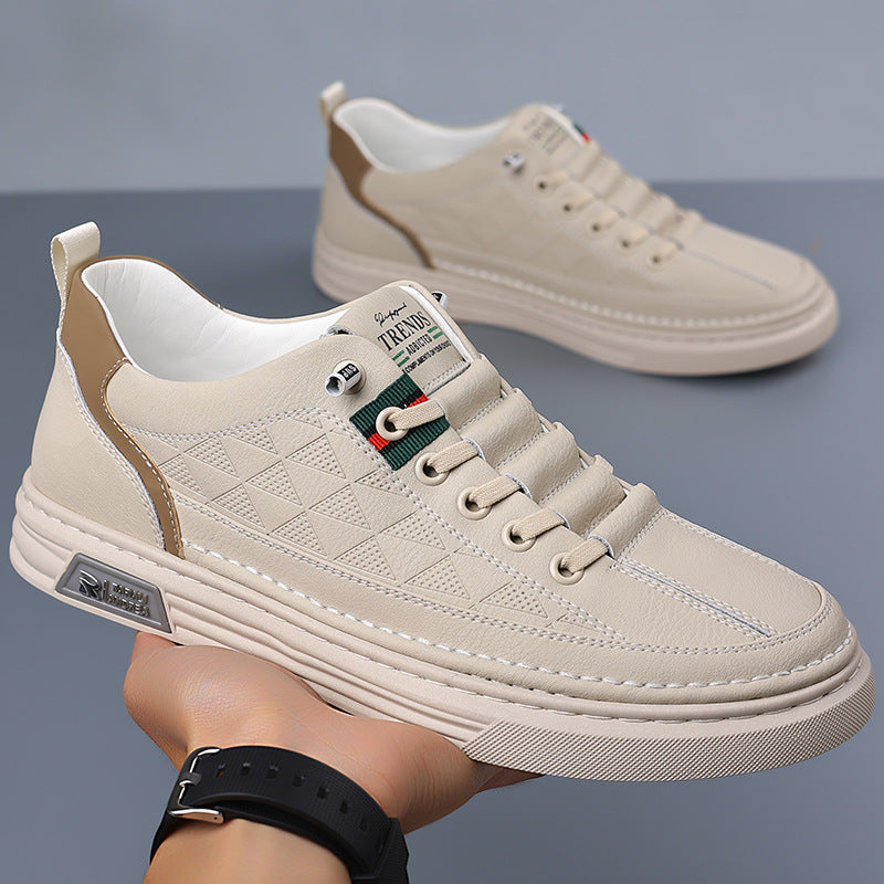 Quilted Faux Leather Low Top Sneakers for Men | Smart Casual Wear