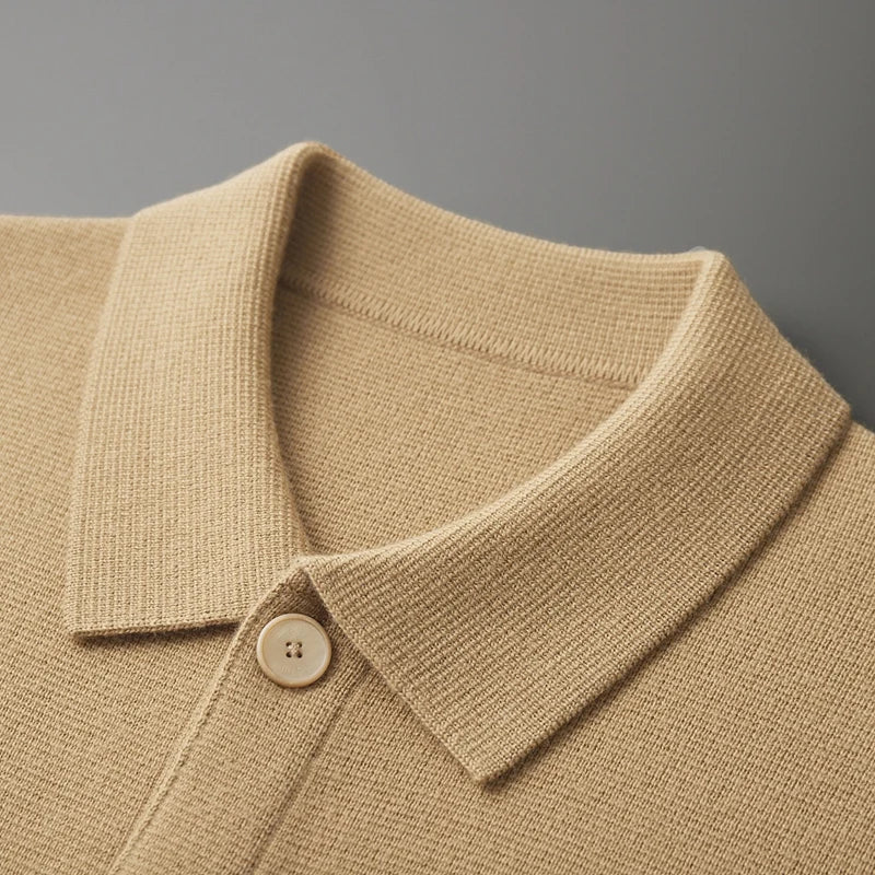 Merino Wool Lapel Collar Knit Cardigan Jacket for Men | Autumn and Winter Layering
