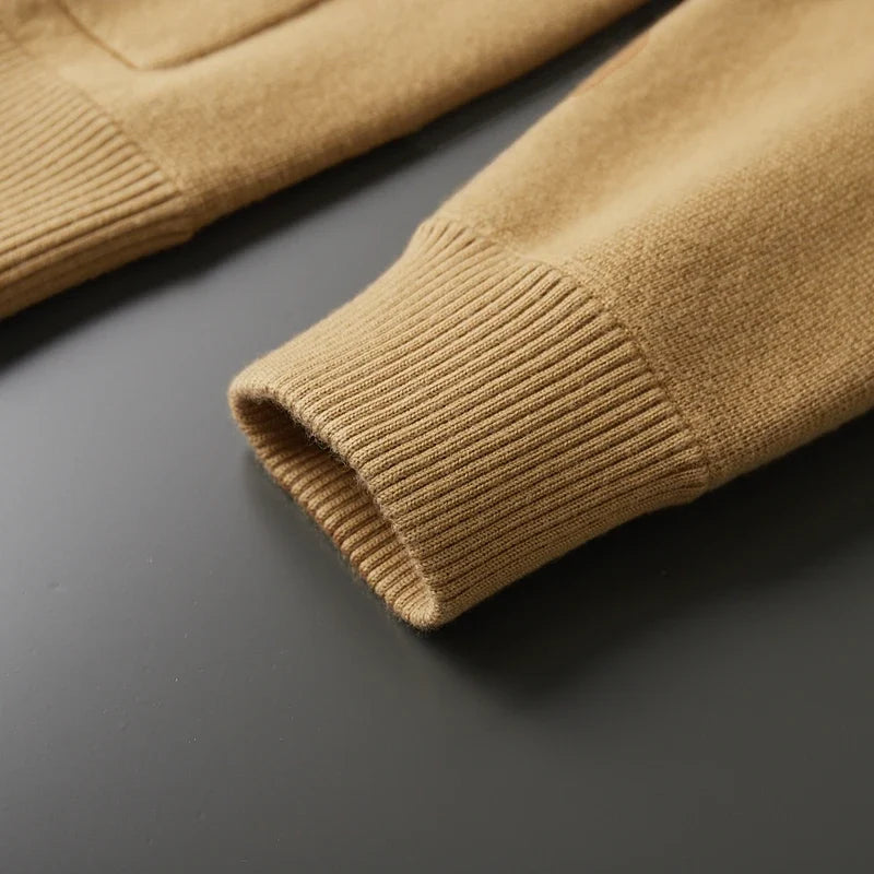 Merino Wool Lapel Collar Knit Cardigan Jacket for Men | Autumn and Winter Layering