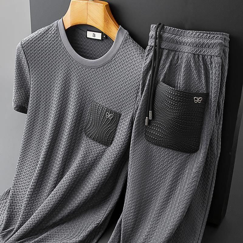 Textured Fabric Relaxed Lounge Set for Men | Loungewear