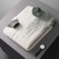 Gradient Jacquard Wool Half High Collar Sweater for Men | Winter Wear