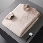 Gradient Jacquard Wool Half High Collar Sweater for Men | Winter Wear