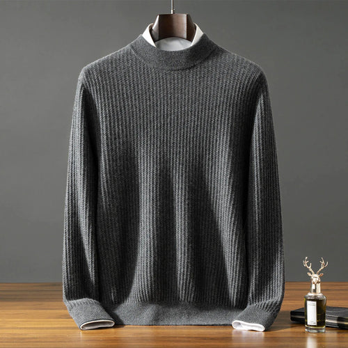 Baby Cashmere Ribbed Mock Neck Sweater for Men | Autumn and Winter Layering