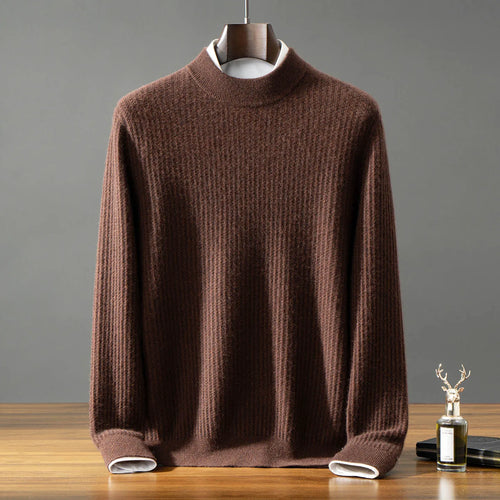 Baby Cashmere Ribbed Mock Neck Sweater for Men | Autumn and Winter Layering