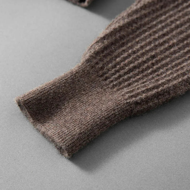 Baby Cashmere Ribbed Mock Neck Sweater for Men | Autumn and Winter Layering