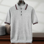 Cashmere Blend Knit Short Sleeve Polo Shirt for Men | Smart Casual Wear