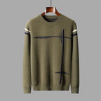 Graphic Pattern Merino Wool Crewneck Sweater for Men | Casual Wear