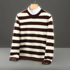 Bold Stripe Merino Wool Crewneck Sweater for Men | Smart Casual Wear