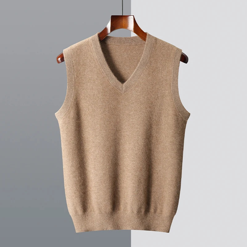 Merino Wool V Neck Sweater Vest for Men | Spring and Autumn Layering