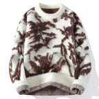 Jacquard Pattern Knit Round Neck Sweater for Men | Winter Wear