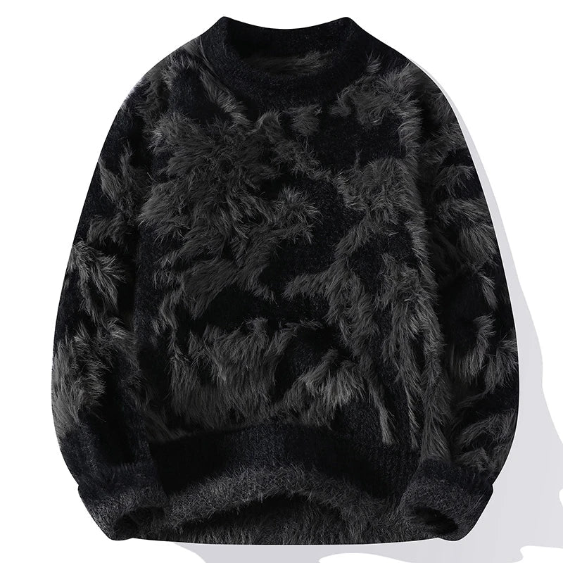 Jacquard Pattern Knit Round Neck Sweater for Men | Winter Wear