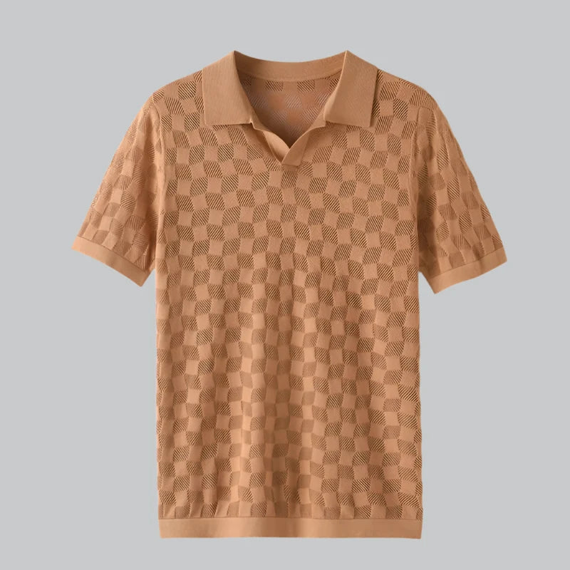 Mulberry Silk Knit Polo Shirt for Men | Business Casual Wear