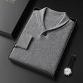 Pure Cashmere Collared Knit Sweater for Men | Business Casual Wear
