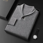 Pure Cashmere Collared Knit Sweater for Men | Business Casual Wear