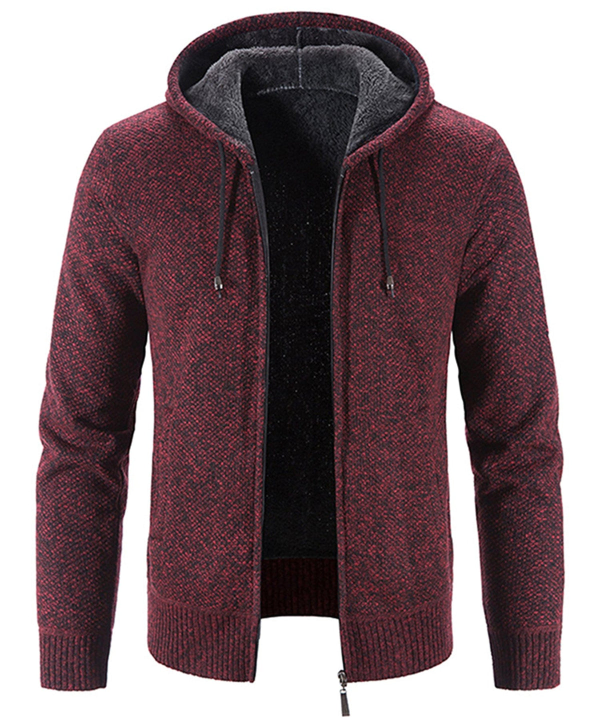 Textured Knit Zip Up Fleece Hoodie for Men | Cold Weather Layering