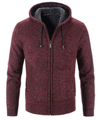 Textured Knit Zip Up Fleece Hoodie for Men | Cold Weather Layering