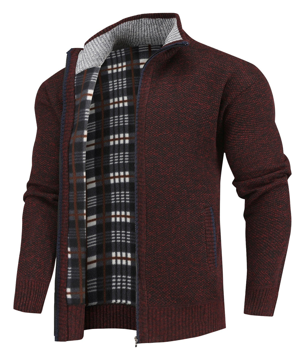 Flannel Lined Full Zip Sweater for Men | Cold Weather Layering