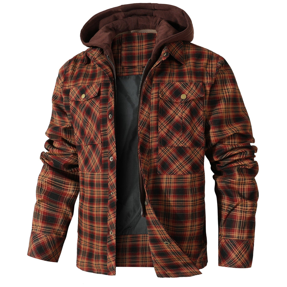 Quilted Insulated Hooded Flannel Jacket for Men | Outdoor Wear