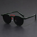 Round Vintage Sunglasses with Contrast Frame