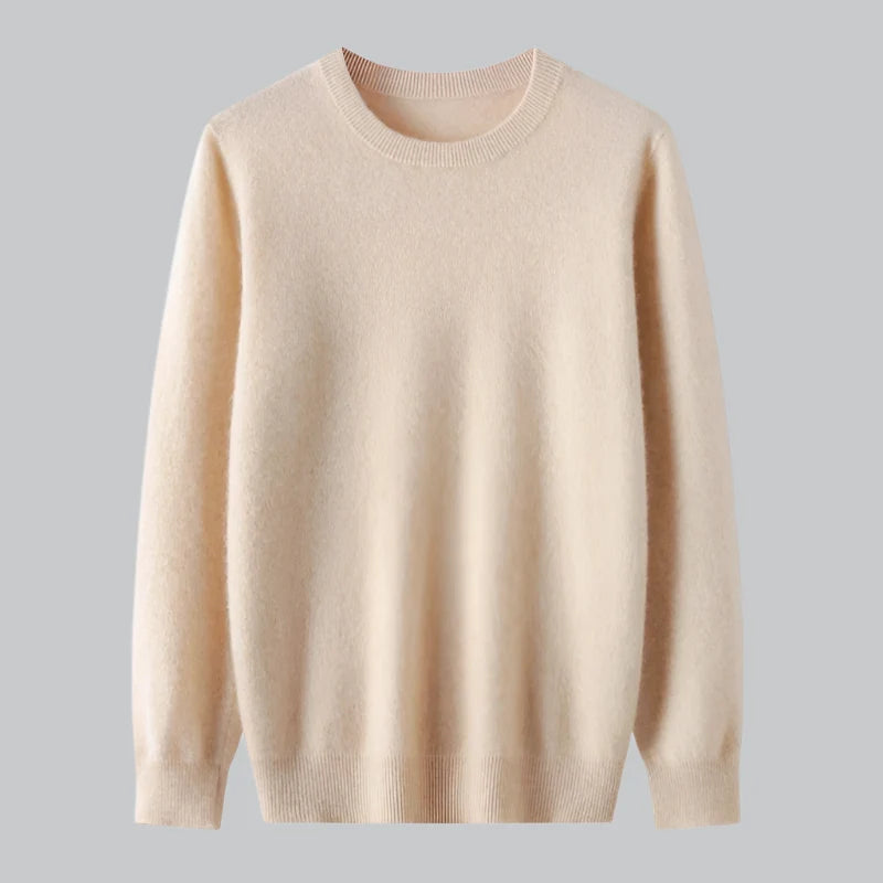 Extrafine Merino Wool Round Neck Sweater for Men | Spring Layering