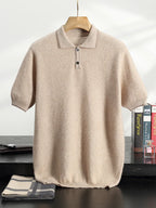 Short Sleeve Cashmere Knit Polo Shirt for Men | Year Round Wear
