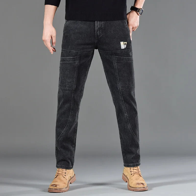 Straight Fit Multi Pocket Denim Jeans for Men | Work and Casual Wear