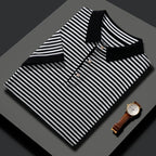 Silk Blend Striped Short Sleeve Polo Shirt for Men | Summer Wear