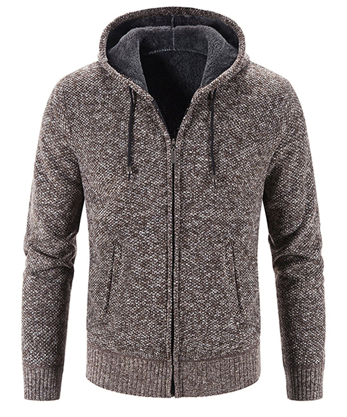 Textured Knit Zip Up Fleece Hoodie for Men | Cold Weather Layering
