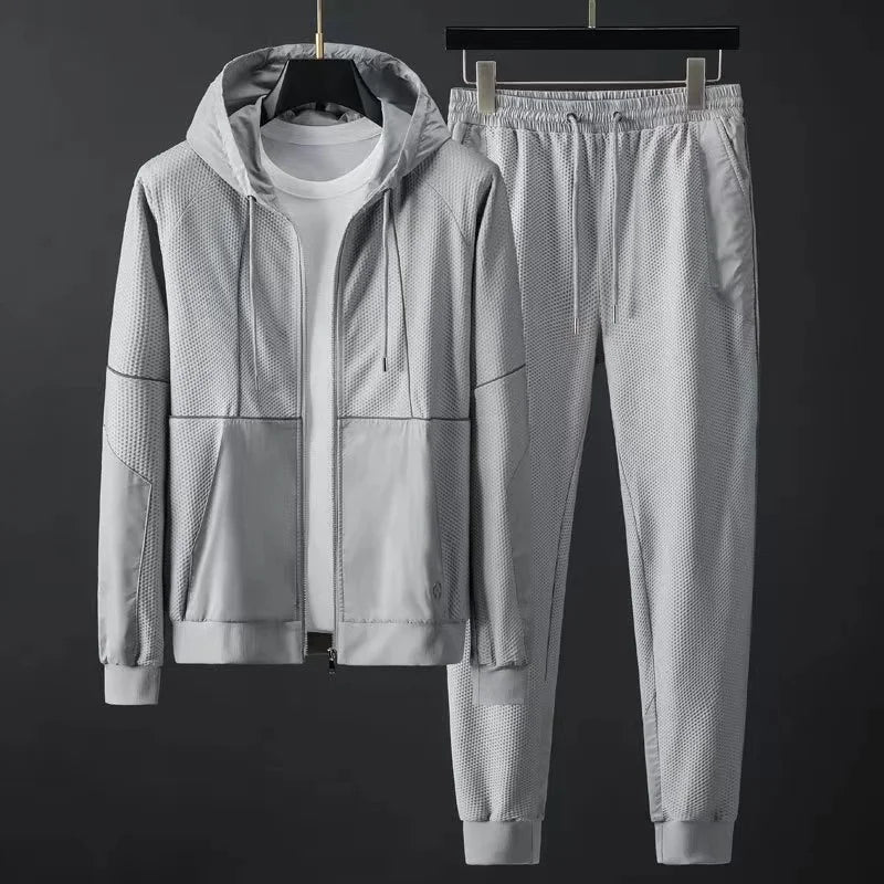 Quick Dry Zip Hooded Tracksuit Set for Men | Sports and Casual Wear