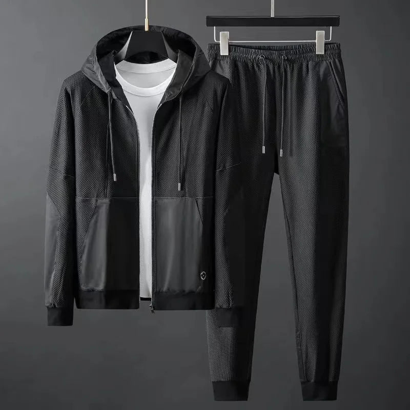 Quick Dry Zip Hooded Tracksuit Set for Men | Sports and Casual Wear