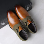 Vegan Leather and Suede Double Buckle Loafers for Men | Formal and Office Wear