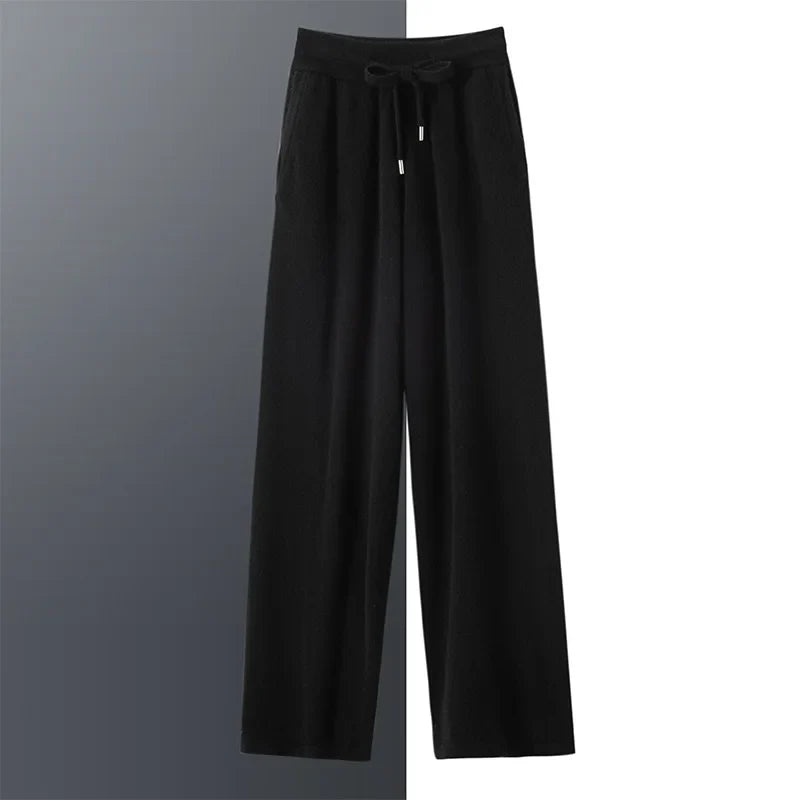 Pure Cashmere Knit Straight Leg Trousers for Men | Autumn and Winter Wear