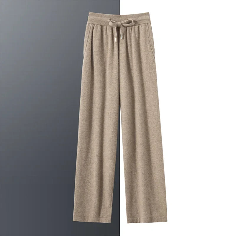 Pure Cashmere Knit Straight Leg Trousers for Men | Autumn and Winter Wear