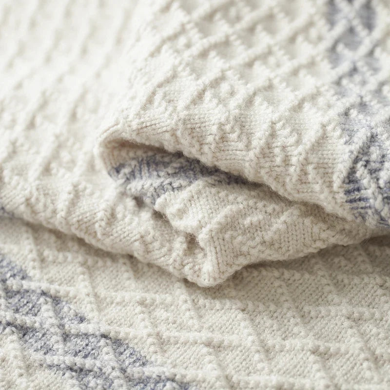Striped Merino Wool Half High Collar Zip Cardigan for Men | Winter Layering