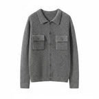 Pure Cashmere Polo Collar Button Cardigan for Men | Business and Casual Wear