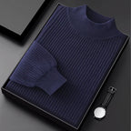 Pure Cotton Honeycomb Knit Half High Collar Sweater for Men | Winter Layering