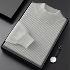 Pure Cotton Honeycomb Knit Half High Collar Sweater for Men | Winter Layering