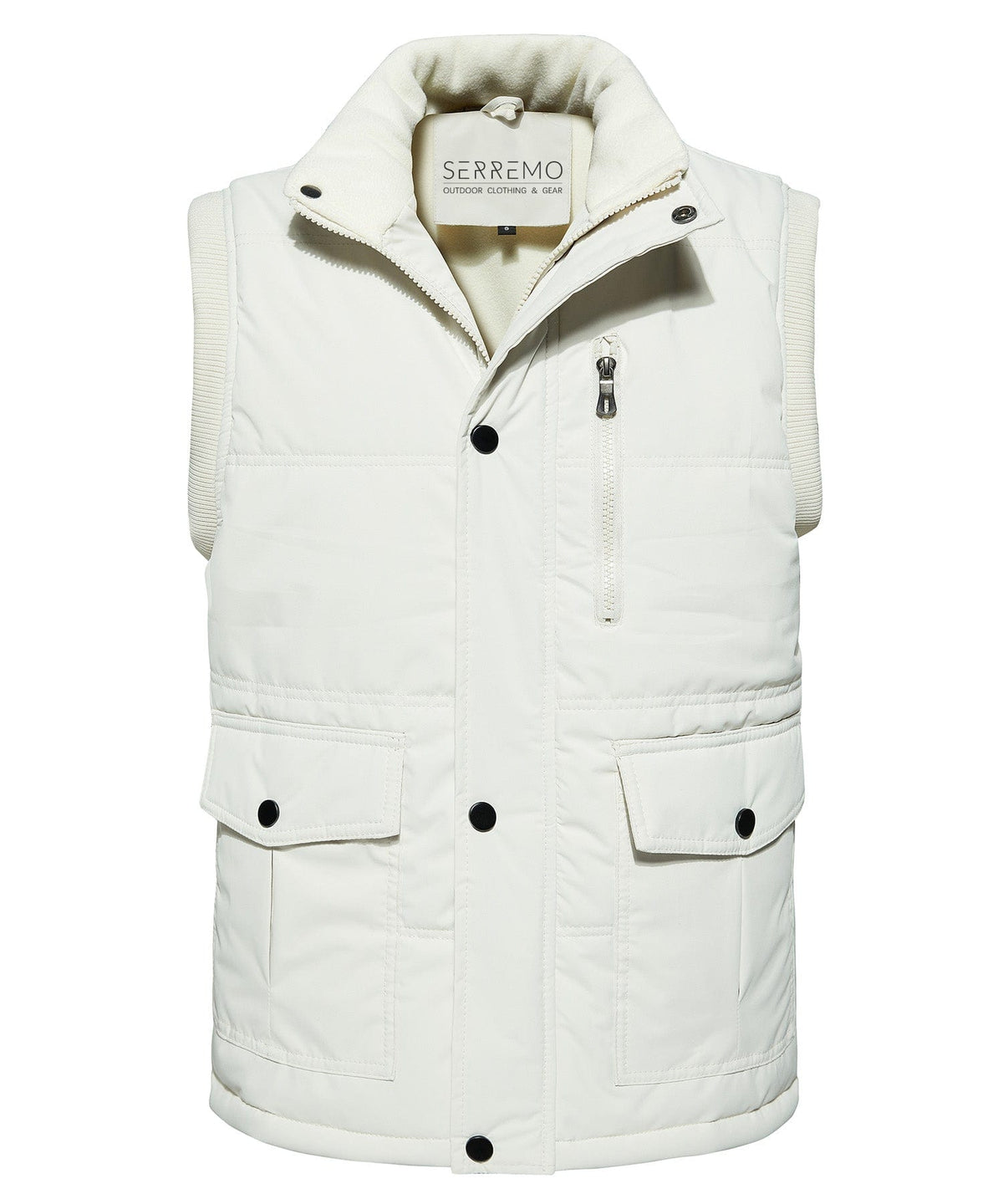 Fleece Collar Multi Pocket Zip Up Vest for Men | Outdoor Layering