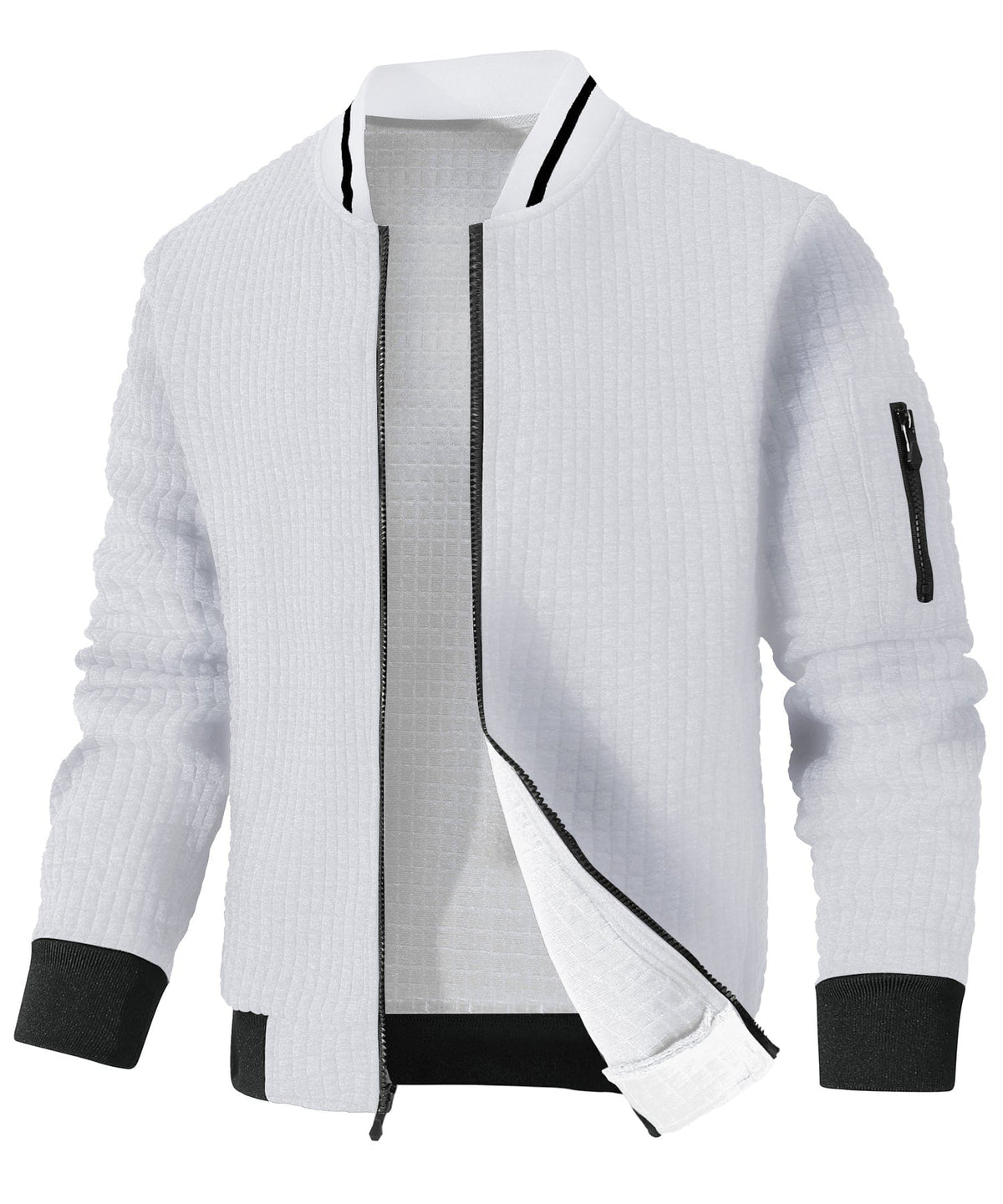 Minimalist Lightweight Zip Up Jacket with Sleeve Pocket for Men | Commuter Wear