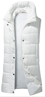 Stand Up Collar Longline Quilted Vest for Men | Winter Layering