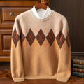 Argyle Pattern Merino Wool Sweater for Men | Casual and Business Wear