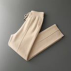 Wool Cashmere Wide Leg Knit Trousers for Men | Cold Weather Wear