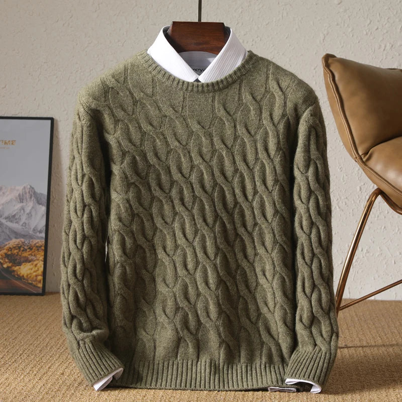 Cable Knit Merino Wool Sweater for Men | Business and Casual Wear