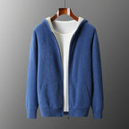 Merino Wool Zip Up Hooded Cardigan for Men | Smart Casual Winter Wear